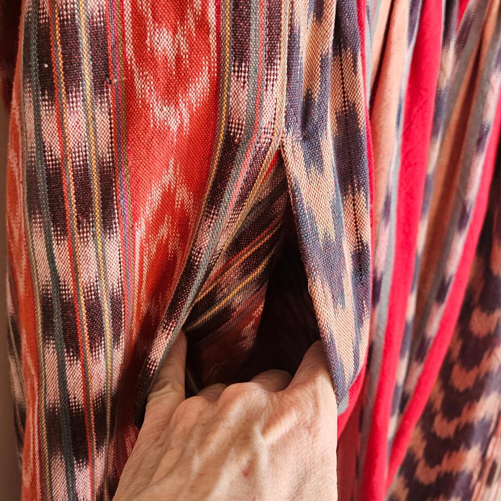 Vtg Veranda Wear Cotton Kaftan Dress, Hand-Woven, Art-to-Wear, Multi, Sz S/M-2 - Picture 3 of 6